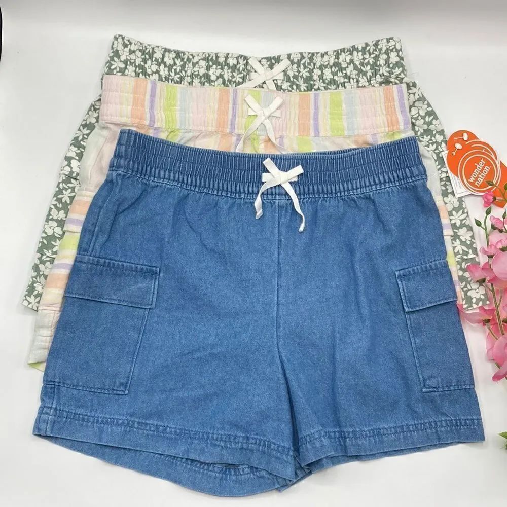 Girls Comfy Pull On Soft Casual Shorts 3-Pack Size L